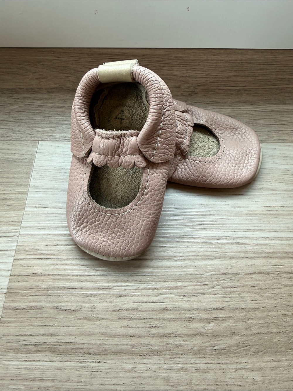 Baby Mary Jane Soft Leather Shoes in Blush Pink Size 4